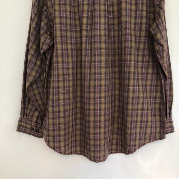 NEW NWT ROUNDTREE YORKE Mens Tan Brown Blue White Navy Plaid Cotton Button Down - Picture 10 of 10